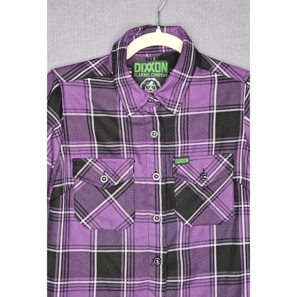 Dixxon The Regan Flannel Womens Small Purple Black Plaid Button Up The Exorcist